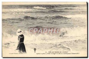 Old Postcard On the Banks of The Ocean