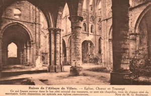 Vintage Postcard 1910's Ruines de L'Abbaye de Villers Eglise Choeur et Transept