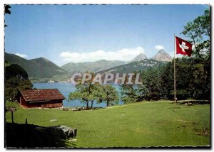 Postcard Modern Rutil am Vierwaldstattersee Rutllwises mit Brunnen und Mythen