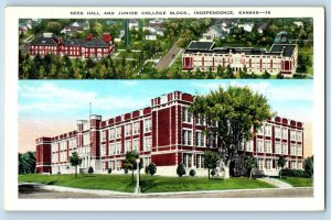 Independence Kansas Postcard Nees Hall Junior College Buildings Exterior c1940