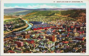 Birds Eye Of Johnstown Pennsylvania Linen Postcard C070