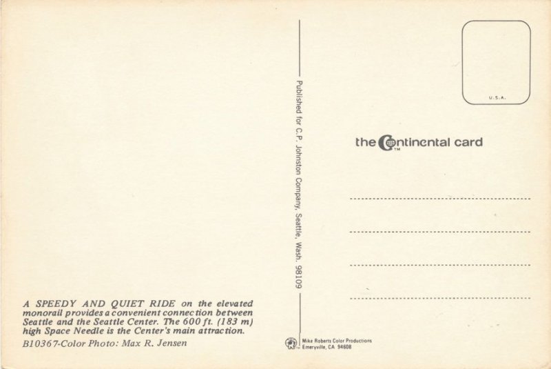 Seattle WA, Washington - Monorail Train - Space Needle - Roadside