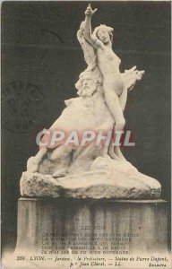 Old Postcard Lyon Gardens Prefecture Statue of Pierre Dupont By Jean Chorel