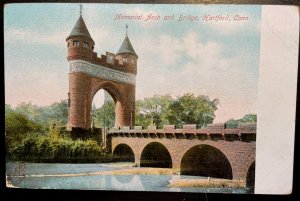 Vintage Postcard 1901-1907 Memorial Arch & Bridge, Hartford, Connecticut (CT)