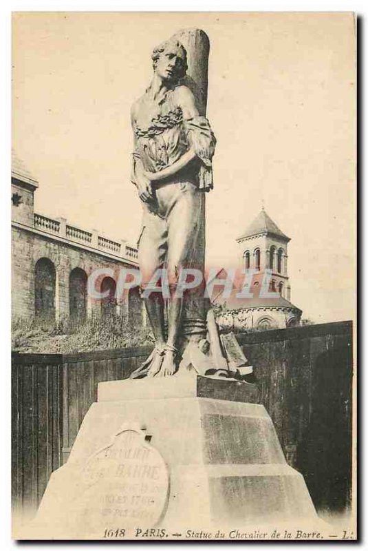 Old Postcard Paris Statue of Chevalier de la Barre