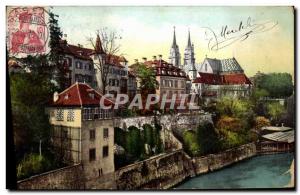 Old Postcard Basel Munster put Deutschrittergaten