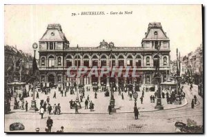Old Postcard Brussels Gare du Nord