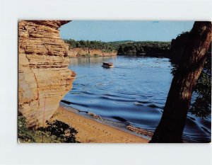 Postcard River scene on the beautiful Lower Dells of the Wisconsin River, WI