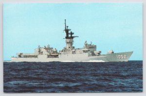 Military~USS Knox Frigate Ship @ Sea~Commissioned April 1969~Vintage Postcard