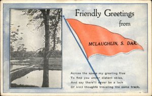 McLaughlin South Dakota Flag Pennant Greeting c1900-20s Vintage Postcard
