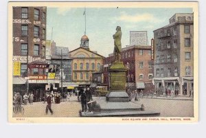 PPC POSTCARD MASSACHUSETTS BOSTON DOCK SQUARE & FANEUIL HALL MEDRIC RYE CANNON'S