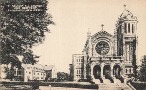Englewood New Jersey NJ~St Cecilia Catholic Church & Rectory~Tomlin Art Postcard