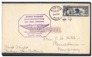 Letter USA 1st Flight Dallas San Antonio June 2, 1928