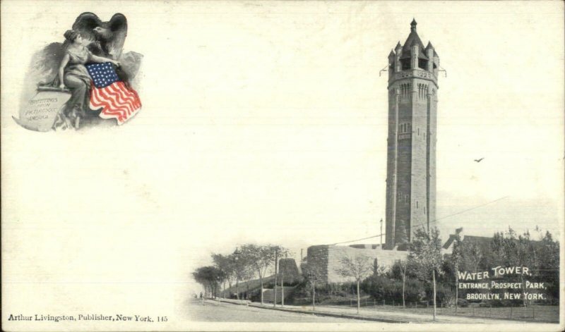 Brooklyn NY Water Tower Prospect Park c1900 Arthur Livingston Postcard