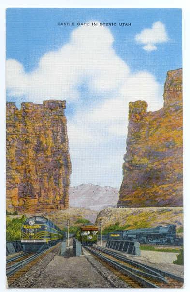 Linen of Rio Grande Train & Tracks at Castle Gate Utah UT