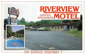 Jasper Arkansas 1960s Postcard Riverview Motel on Scenic Highway 7