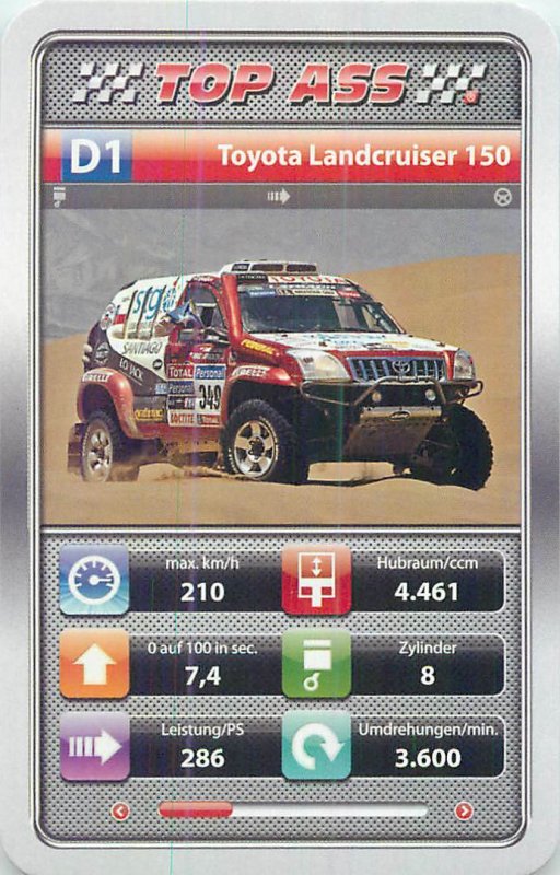 Auto revue off road car Top Ass 9x6cm trade card D1 TOYOTA LANDCRUISER 150