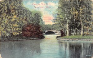 Worcester Massachusetts~Elm Park Scene~Bridge over Lake~c1910 Mason Bros Pc