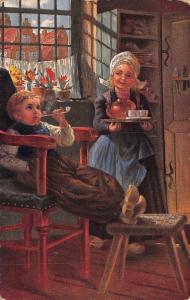 Artist~Dutch Couple~Boy & Girl in Kitchen~Pantry~Tea Set~Pipe~G-A Novelty Art PC
