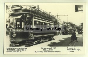 pp1567 - Bournemouth Tramcar No.17, on Richmond Hill c1929 - Pamlin postcard
