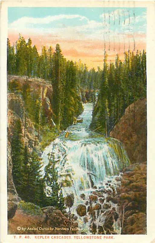 Kepler Cascades Yellowstone Park 1937 White Border