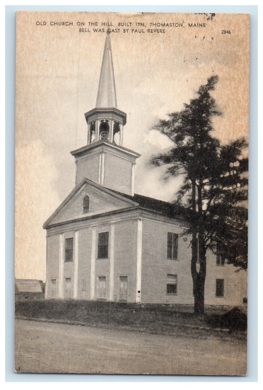 1947 Thomaston ME, Old Church On The Mill Bell Was Cast By Paul Revere