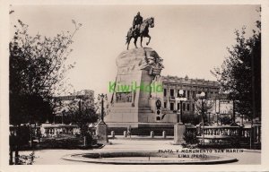 Postcard PPC Plaza Y Monumento San Martin Lima Peru