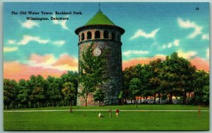 Old Water Tower Wilmington DE Delaware UNP Unused Linen Postcard I4