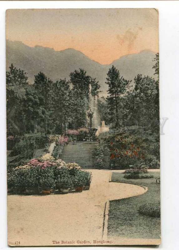 258047 CHINA HONGKONG Botanic Garden Vintage tinted postcard