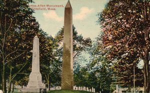 Vintage Postcard 1911 Thomas Allen Monument Landmark Pittsfield Massachusetts MA