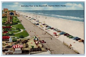 Daytona Beach Florida FL Postcard Bird's Eye View Of The Boardwalk 1955 Vintage