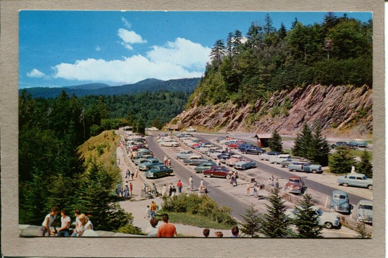  Postcard TN Great Smoky Mountains National Park Newfound Gap c1940s Cars 2488N