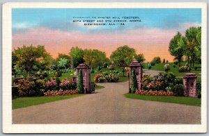 Birmingham Alabama 1940s postcard entrance to Forest Hill Cemetery