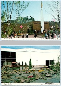 2 Postcards SPOKANE, WA ~ Japan & Mormon Pavilions WORLD'S FAIR Expo 74 ~ 4x6