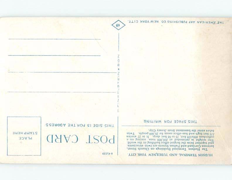 Divided-Back SUBWAY TUBE LINES & HUDSON TERMINAL New York City NY B3127