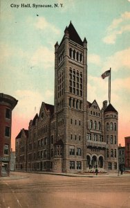 Vintage Postcard 1913 City Hall Building Government Office Landmark Syracuse NY