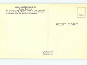 Unused Pre-1980 JOHN DICKINSON MANSION Dover Delaware DE d0533@