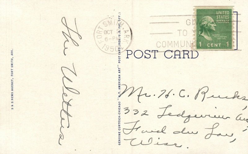 Vintage Postcard 1950 U.S. Post Office Forth Smith Ark. Arkansas AK