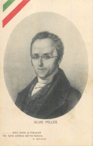 Italian writer, poet, dramatist and patriot Silvio Pellico vintage postcard