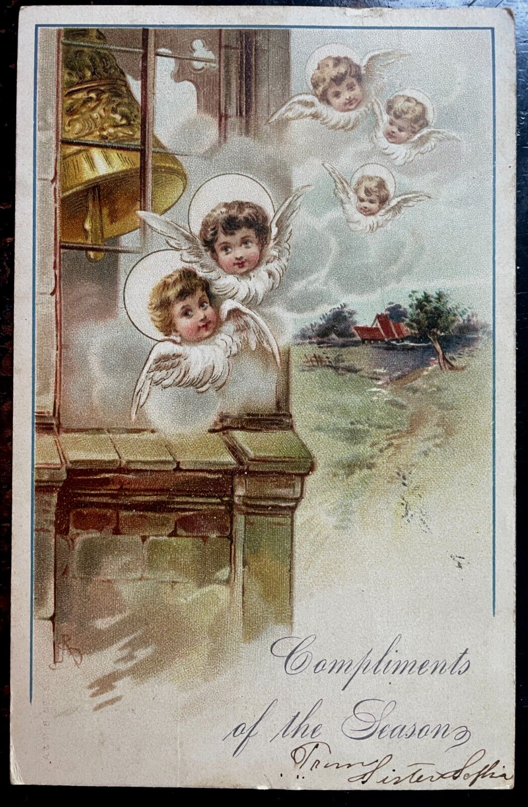 Vintage Victorian Postcard 1905 Compliments of the Season - Angel Imps ...