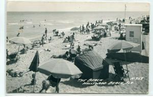 Beach Scene Hollywood Beach Florida RPPC Real Photo postcard