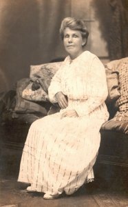 Vintage Postcard 1910's Portrait of a Beautiful Victorian Woman in Dress Sitting