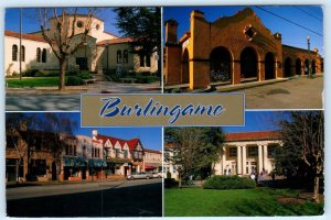 BURLINGAME, California CA ~ HIGH SCHOOL, DEPOT San Mateo County 4x6 Postcard