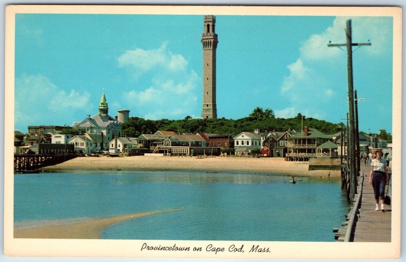 1957 Provincetown, Cape Cod, Mass. Pilgrim Memorial Monument Waterfront PC A239