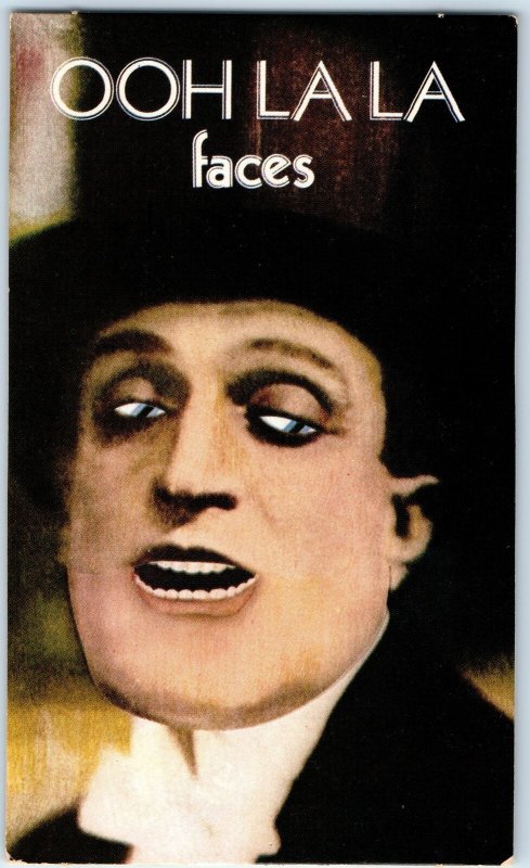 c1970s OOH LA LA Faces Theatrical Performer Close-up Mini Cardboard Postcard 8P