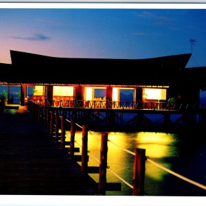 c1990s Borneo, Malaysia Sipadan Water Village Resort Night Bungalow 5x7 PC M28