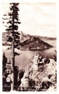 RPPC Crater Lake from the Rim Drive, Crater Lake National Park, OR Postcard D15