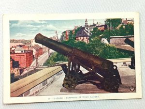 Vintage Postcard 1930's Remparts Et Vieux Canons Quebec Canada
