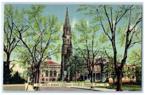 c1940 St. John's Roman Catholic Church Chapel Orange New Jersey Vintage Postcard