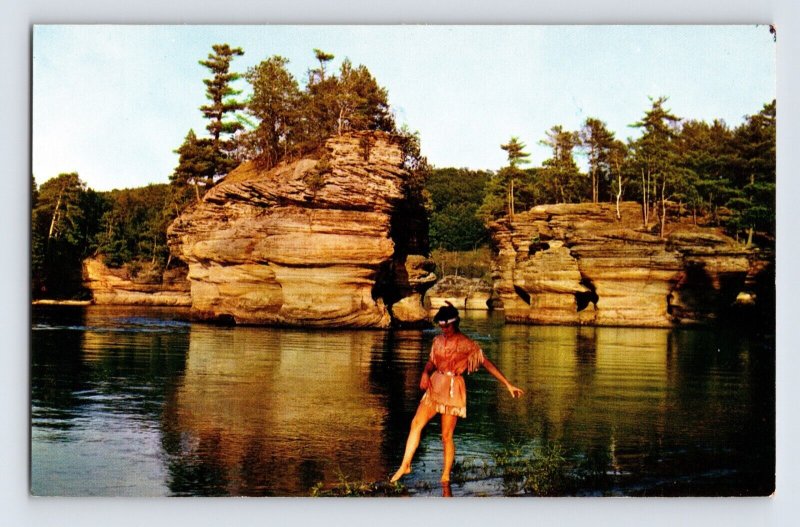 Postcard Native American Pretty Maiden Wisconsin Dells 1960s Unposted Chrome